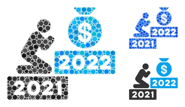 Round Dot Pray for Money 2022 Icon Collage - Stok Vektor