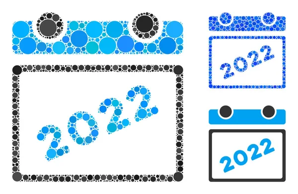 วงกลม 2022 ปฏิทินใบไอคอนโมเสค — ภาพเวกเตอร์สต็อก