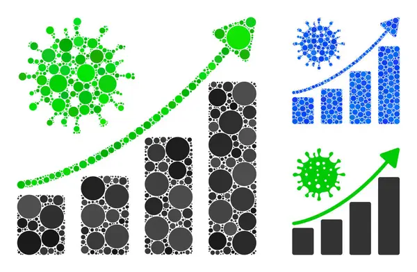Yuvarlak Dot Coronavirüs Büyüyen Eğilim Simgesi Mozaiği
