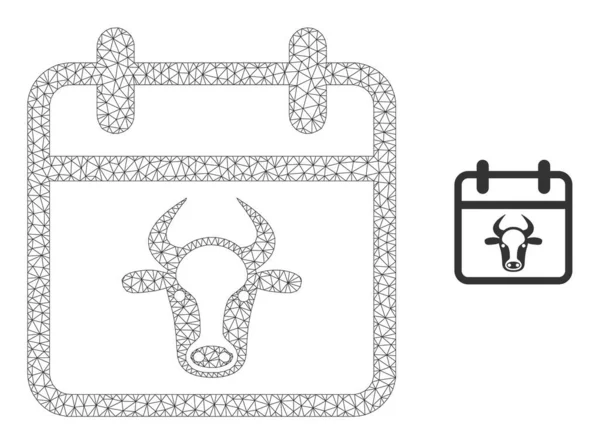 Bull Calendar Página Vector Mesh Modelo 2D — Vetor de Stock