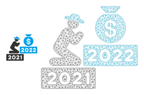สุภาพบุรุษอธิษฐานเพื่อเงิน 2022 เฟรมลวดตาข่ายแบบจําลอง — ภาพเวกเตอร์สต็อก