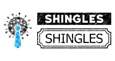 Kiremit Kırışıklığı Rozeti Notları ve Dikdörtgen Ögeleri Kapsamlı Patron Kolajı