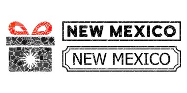 Dikdörtgen Parçalar Virüs Pandorra Kutusu Mozaiğiyle New Mexico Kalıplı Mühür