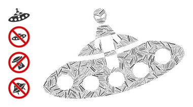 Doğrusal UFO Simgesi Vektör Mozaiği