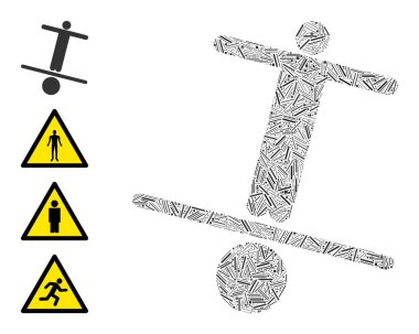 Doğrusal Dengesiz Adam Simgesi Vektör Mozaiği