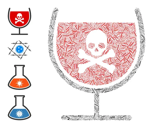 Linear Poison Drink Glass Icon Vector Collage — стоковый вектор