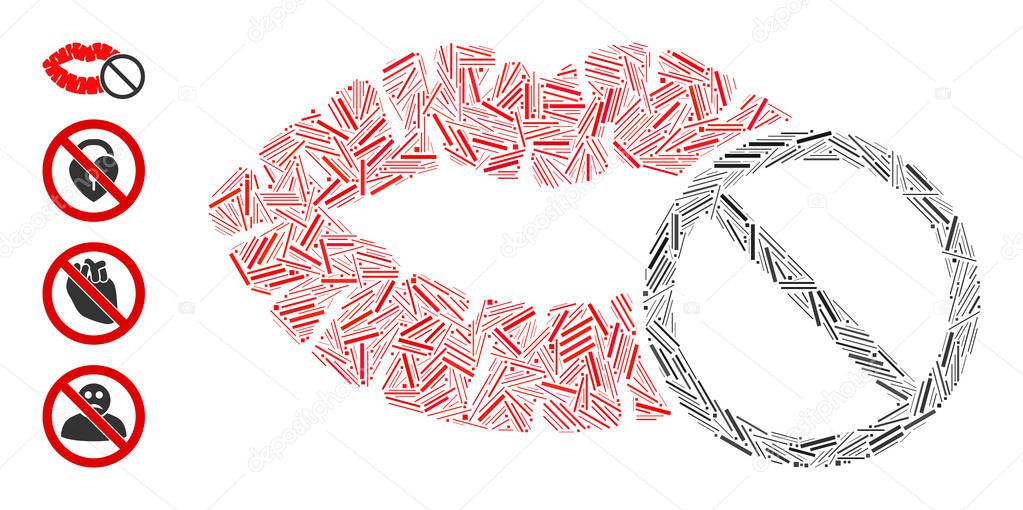 Linear Stop Love Kiss Icon Vector Mosaic