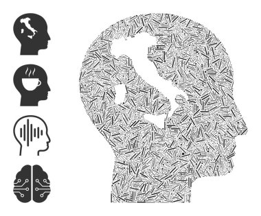 Satır İtalyanca Düşünen Simge Vektör Kolajı