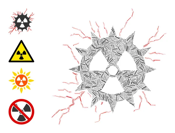 Atomik Güç Kapağı Simge Vektör Kolajı 'nı Çalıştırır — Stok Vektör