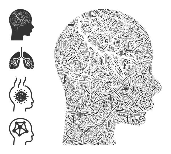 Lineární karcinom mozku Ikona Vektorová mozaika — Stockový vektor