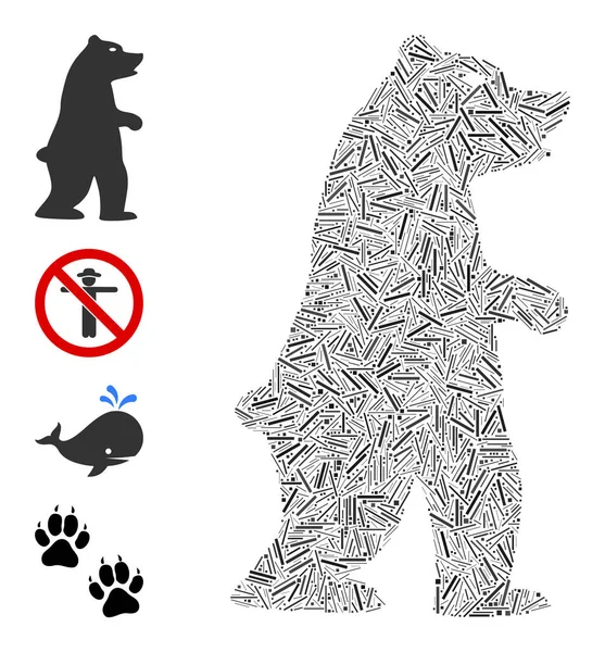 Γραμμή μόνιμη αρκούδα εικονίδιο διάνυσμα ψηφιδωτό — Διανυσματικό Αρχείο