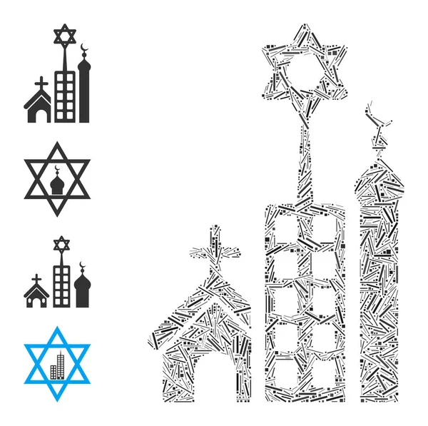 Hatch Jerusalem City Icono Vector Mosaico — Vector de stock