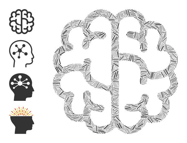 Doğrusal Beyin Simgesi Vektörü Mozaiği — Stok Vektör