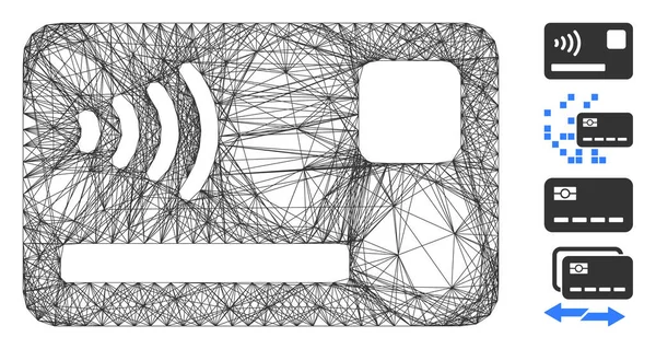 Malla vectorial de tarjeta de pago sin contacto lineal — Archivo Imágenes Vectoriales