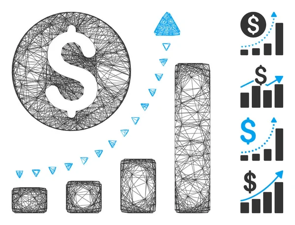 Gráfico neto de barras de negocio Tendencia positiva Malla vectorial — Vector de stock