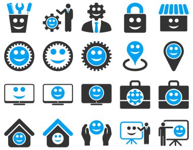 Araçlar, Dişliler, gülümsüyor, yönetim simgeleri.