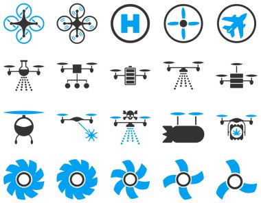 Hava uçak ve quadcopter aracı simgeler