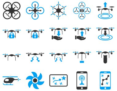 Hava uçak ve quadcopter aracı simgeler