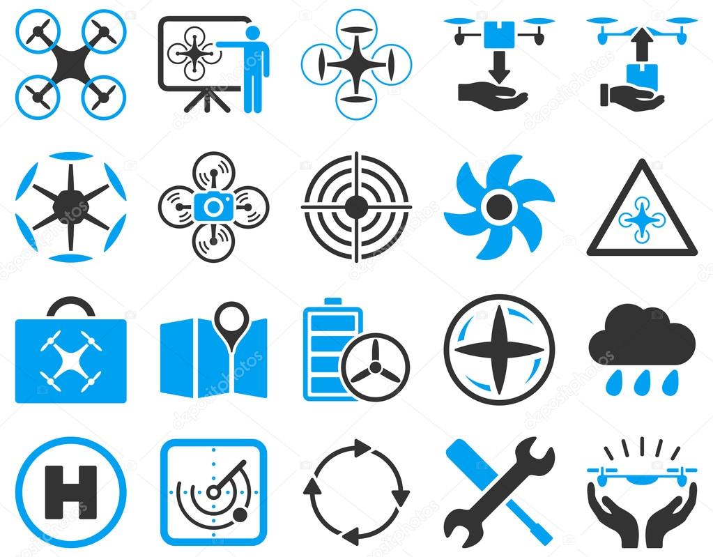 Air drone and quadcopter tool icons