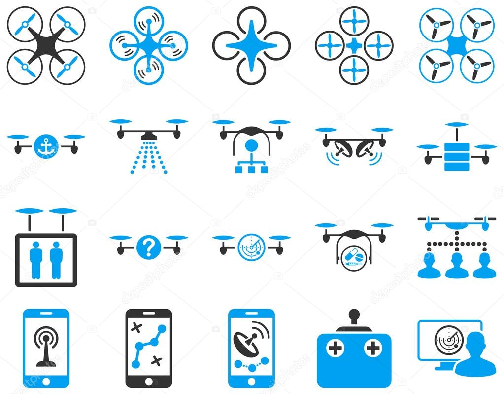 Air drone and quadcopter tool icons