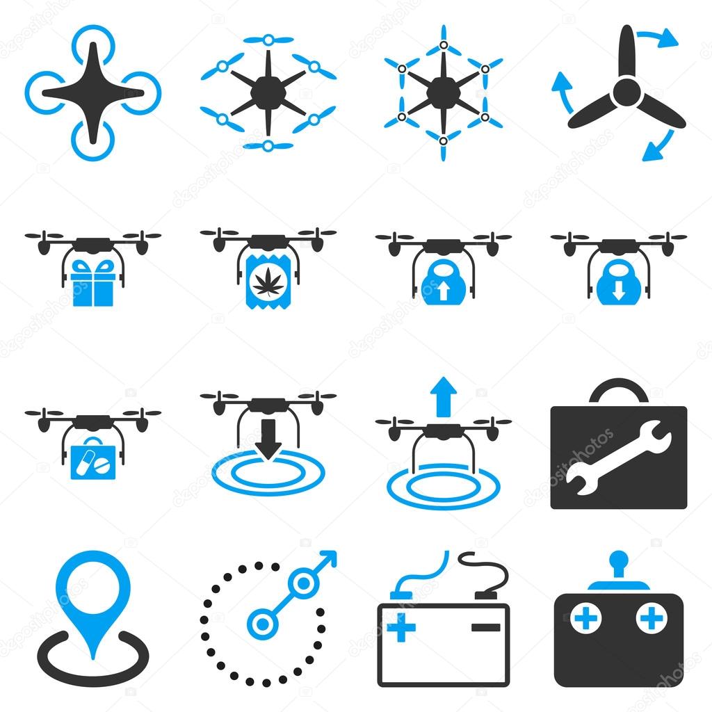 Air copter flat icon set