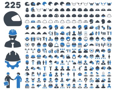 İş güvenliği ve kask Icon Set.