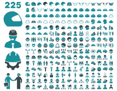 İş güvenliği ve kask Icon Set.