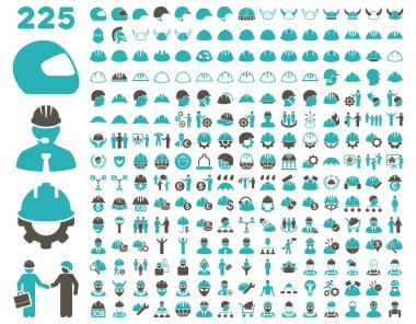 İş güvenliği ve kask Icon Set.