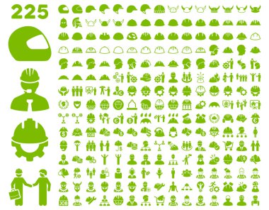 İş güvenliği ve kask Icon Set.
