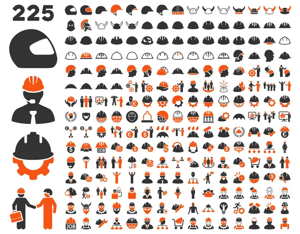 Conjunto de iconos de seguridad y casco de trabajo . — Vector de stock