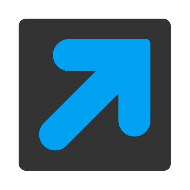 Ok yukarı sağ düz mavi ve gri renkler düğmesini yuvarlak