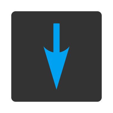 Aşağı keskin ok düz mavi ve gri renkler düğmesini yuvarlak