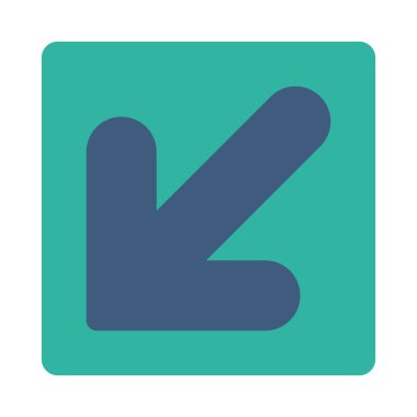 Ok aşağı sol düz kobalt ve yuvarlak mavi renkler düğmesi