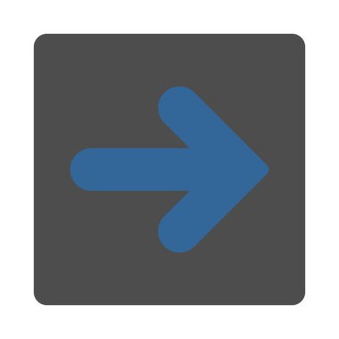 Ok sağ düz kobalt ve gri renkler yuvarlak düğmesi