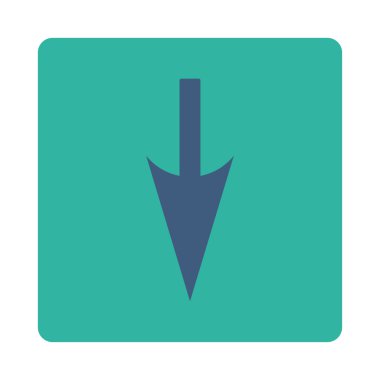 Aşağı keskin ok düz kobalt ve yuvarlak mavi renkler düğmesi