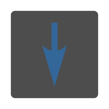 Aşağı keskin ok düz kobalt ve gri renkler yuvarlak düğmesi