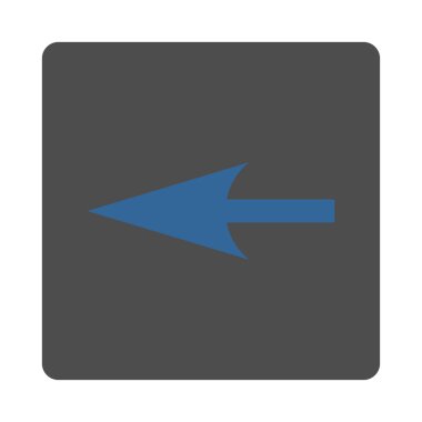 Keskin sol ok düz kobalt ve gri renkler yuvarlak düğmesi