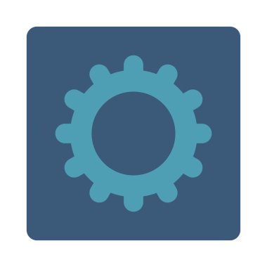 Dişli yuvarlak düz mavi ve mavi renkler düğmesi