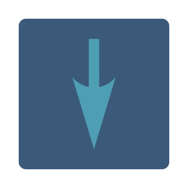 Aşağı keskin ok yuvarlak düz mavi ve mavi renkler düğmesi