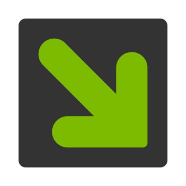 Ok aşağı sağ düz eko yeşil ve gri renkler düğmesini yuvarlak