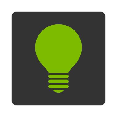 Elektrikli ampul düz eko yeşil ve gri renkler düğmesini yuvarlak