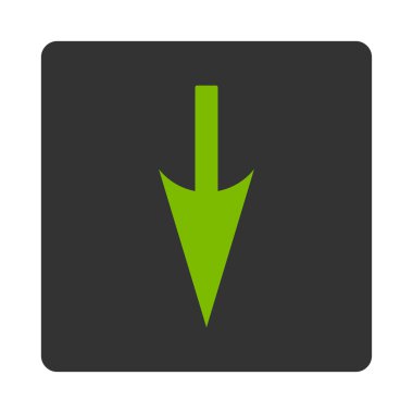 Aşağı keskin ok düz eko yeşil ve gri renkler düğmesini yuvarlak