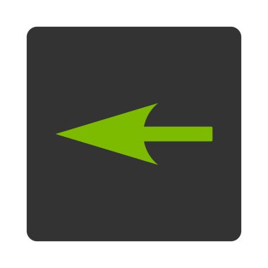 Keskin sol ok düz eko yeşil ve gri renkler düğmesini yuvarlak