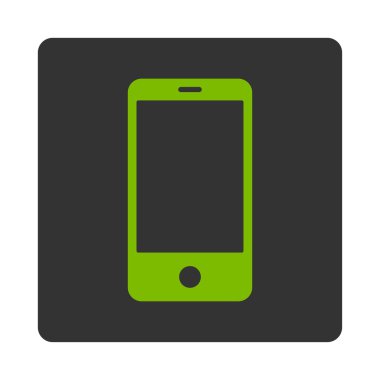 Smartphone düz eko yeşil ve gri renkler düğmesini yuvarlak