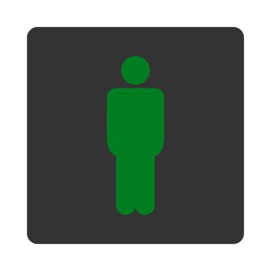 Adam düz yeşil ve gri renkler düğmesini yuvarlak