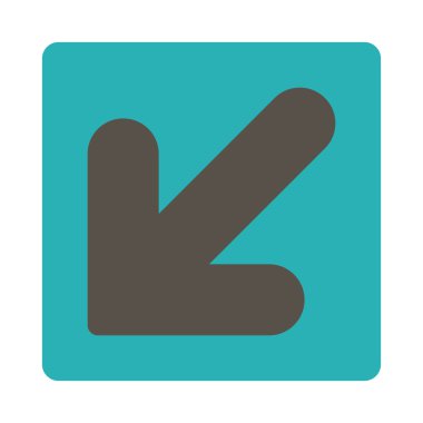 Ok aşağı sol yuvarlak düz gri ve mavi renkler düğmesi