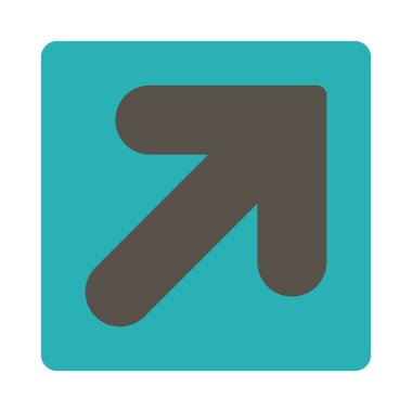 Ok yukarı sağ yuvarlak düz gri ve mavi renkler düğmesi