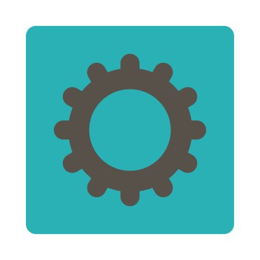 Dişli yuvarlak düz gri ve mavi renkler düğmesi