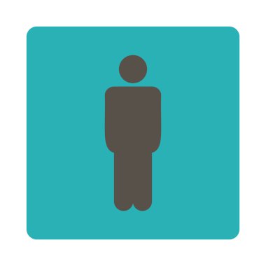 Adam yuvarlak düz gri ve mavi renkler düğmesi