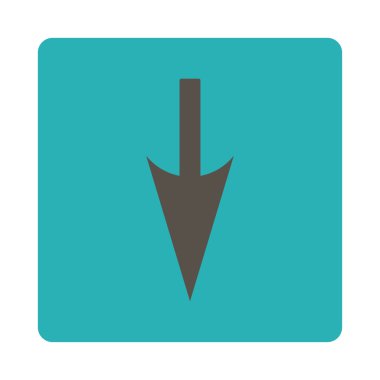 Aşağı keskin ok yuvarlak düz gri ve mavi renkler düğmesi